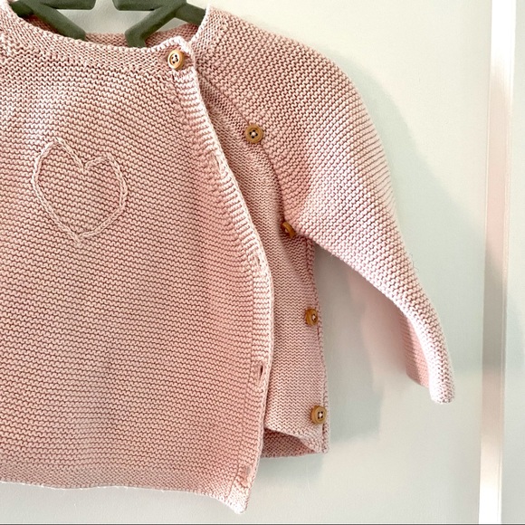 Zara | Pink button up sweater 3-6 months - Picture 3 of 4